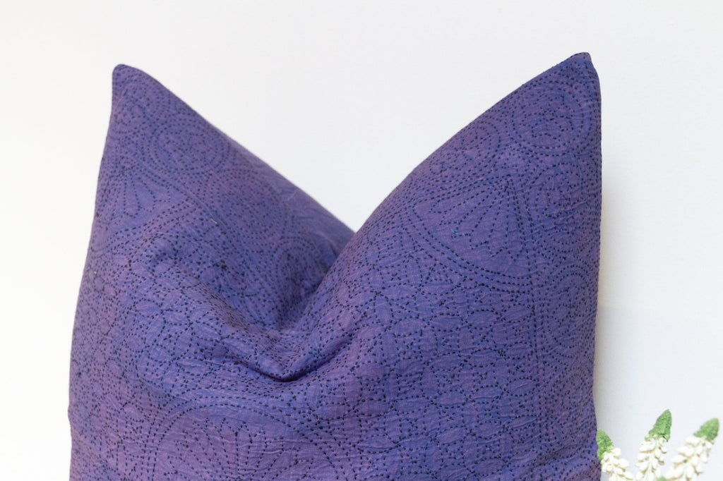 Violet Hand-Stitched Pillow Cover