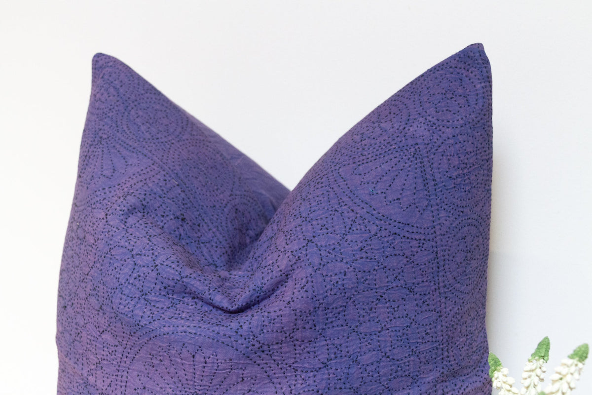 Violet Hand-Stitched Pillow Cover