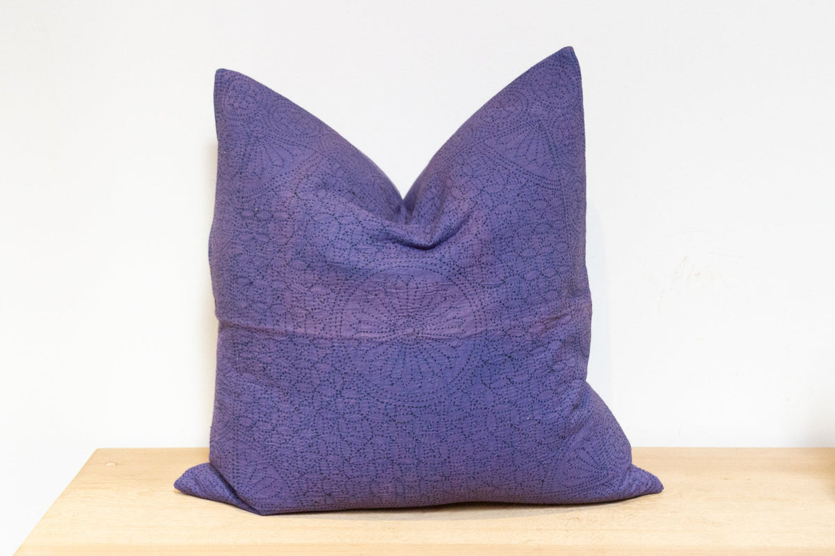 Violet Hand-Stitched Pillow Cover