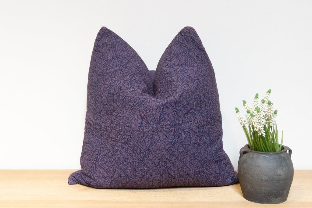 Dark Violet Hand-Stitched Pillow Cover