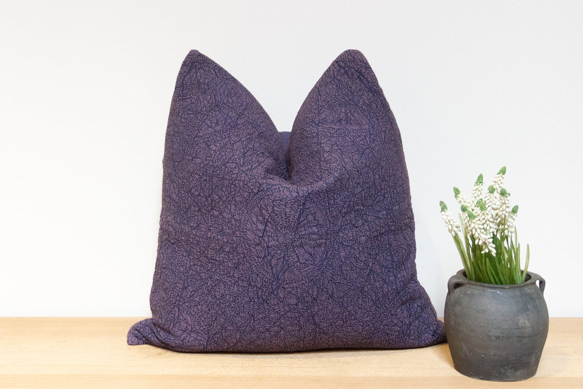 Dark Violet Hand-Stitched Pillow Cover
