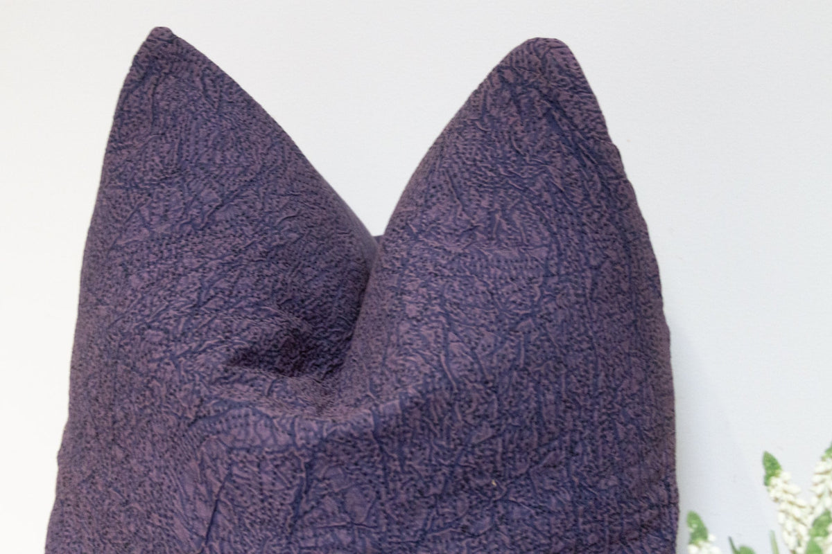 Dark Violet Hand-Stitched Pillow Cover
