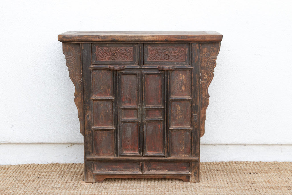 Antique Pagoda Elm Cabinet w/Original Painted Finish