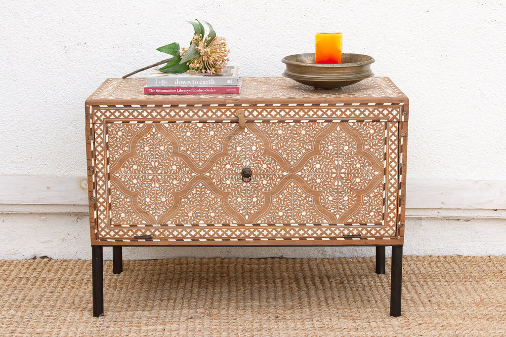 Heirloom 19th Century Inlay Chest w/Drop Down Door (Trade)