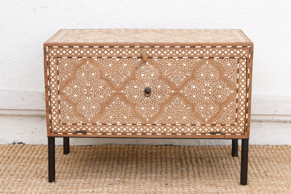 Heirloom 19th Century Inlay Chest w/Drop Down Door (Trade)