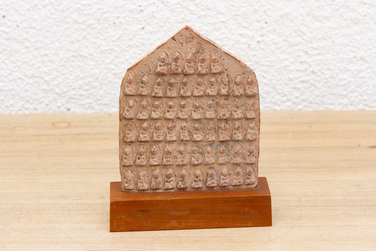 Terracotta Buddhist Votive Tablet on Custom Stand