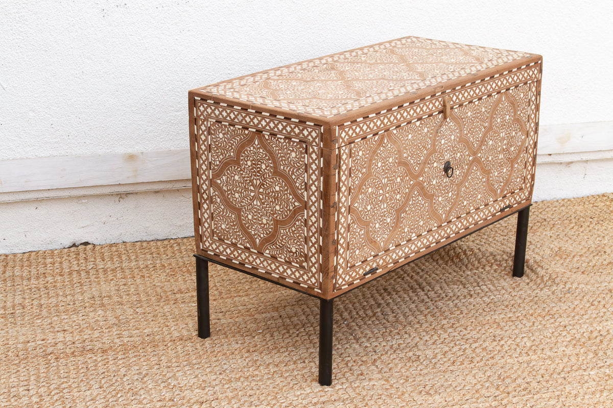 Heirloom 19th Century Inlay Chest w/Drop Down Door (Trade)