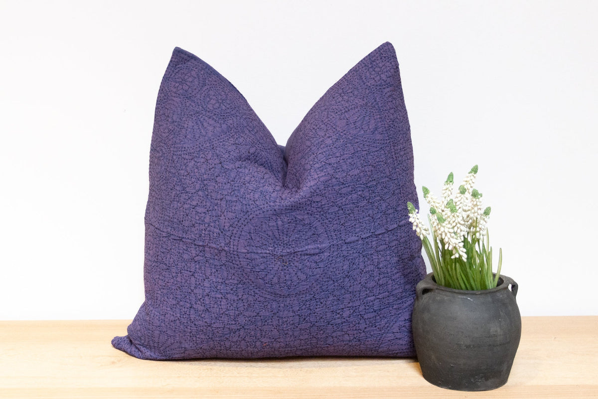 Grape Purple Hand-Stitched Pillow Cover
