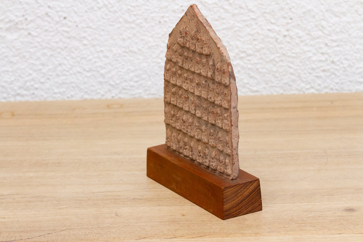 Terracotta Buddhist Votive Tablet on Custom Stand