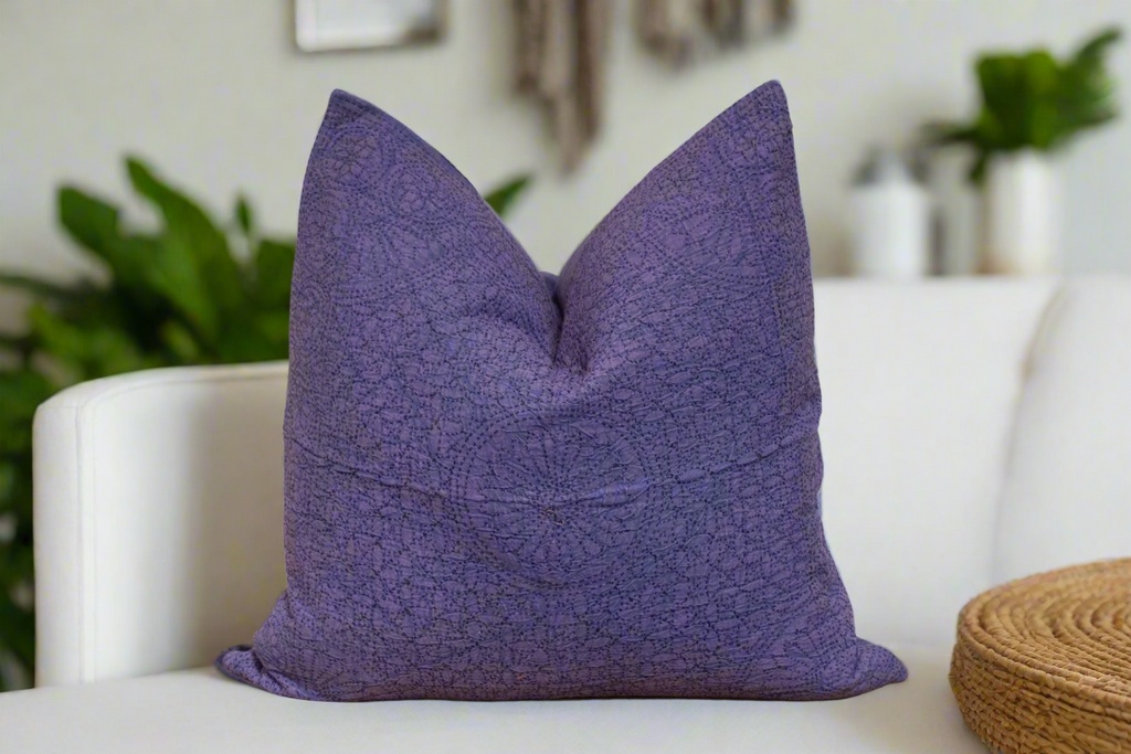 Grape Purple Hand-Stitched Pillow Cover