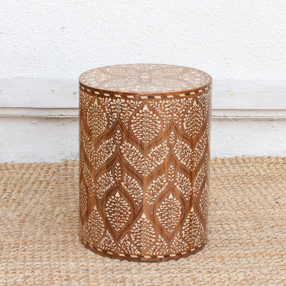 Royal Artisan Inlay Drum End Table