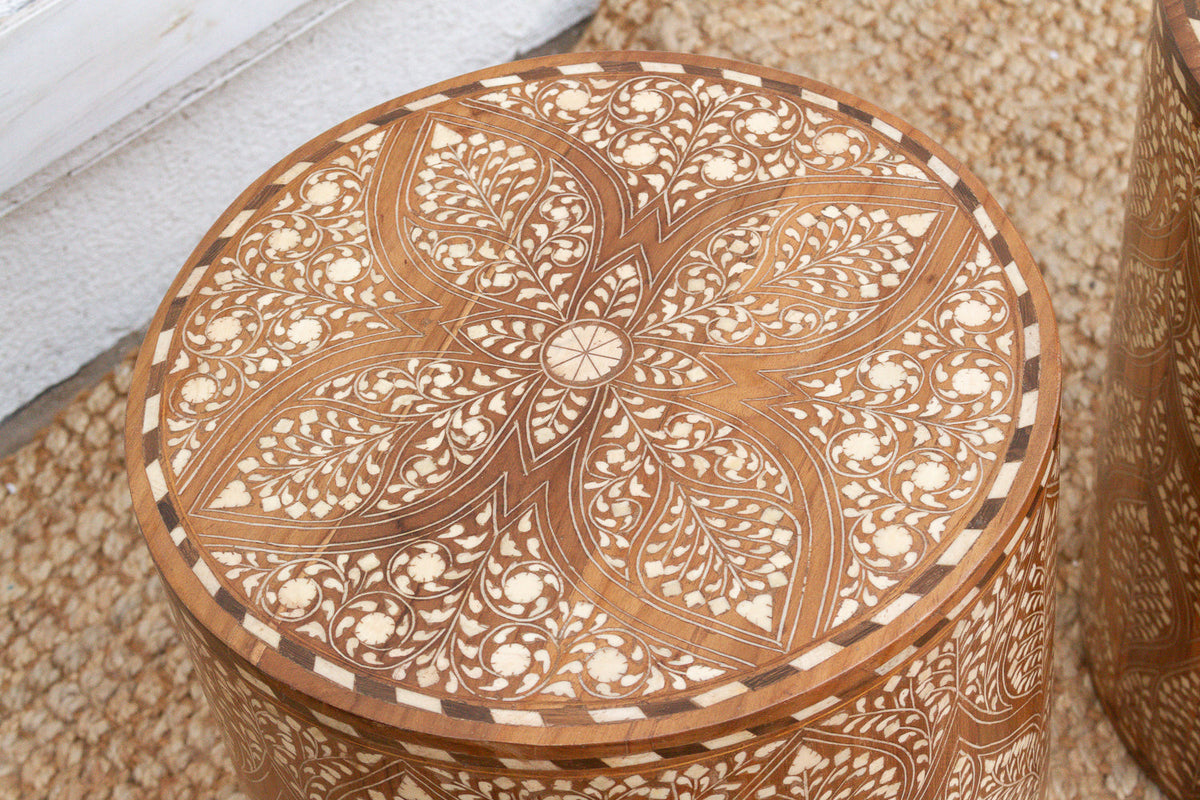Royal Artisan Inlay Drum End Table