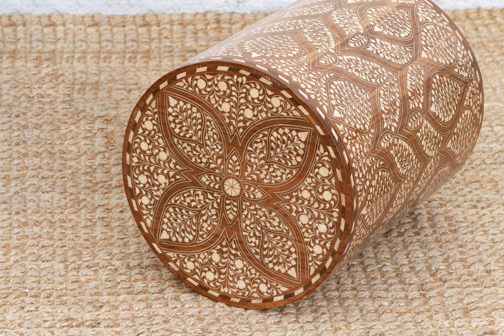 Royal Artisan Inlay Drum End Table