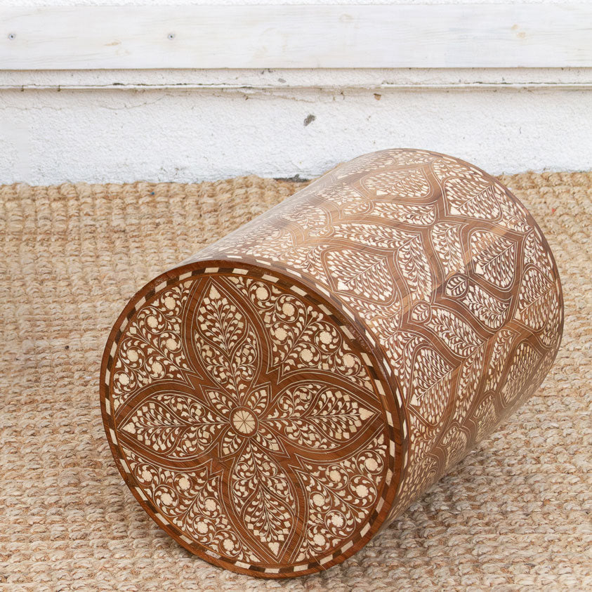 Royal Artisan Inlay Drum End Table