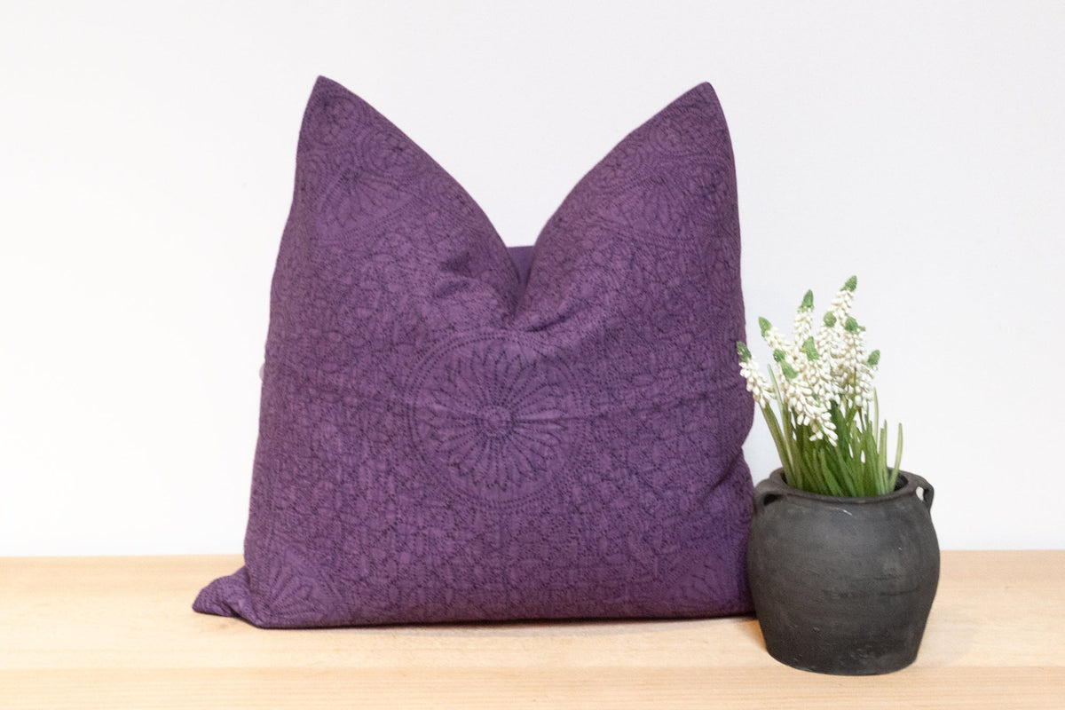Periwinkle Purple Hand-Stitched Pillow Cover