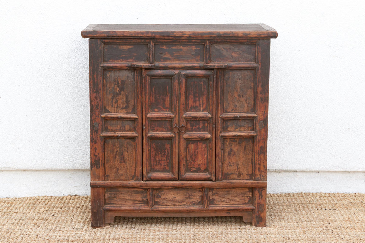 Antique Provincial 2 Door Rustic Asian Cabinet