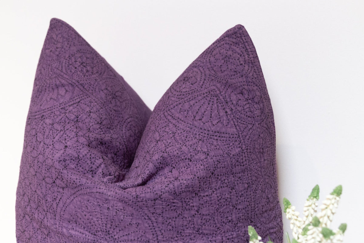 Ripe Plum Hand-Stitched Pillow Cover