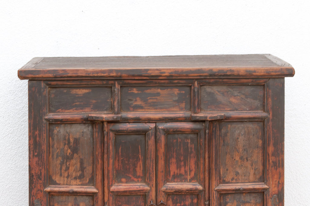 Antique Provincial 2 Door Rustic Asian Cabinet