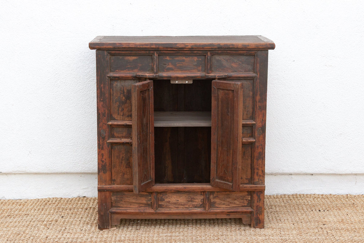 Antique Provincial 2 Door Rustic Asian Cabinet