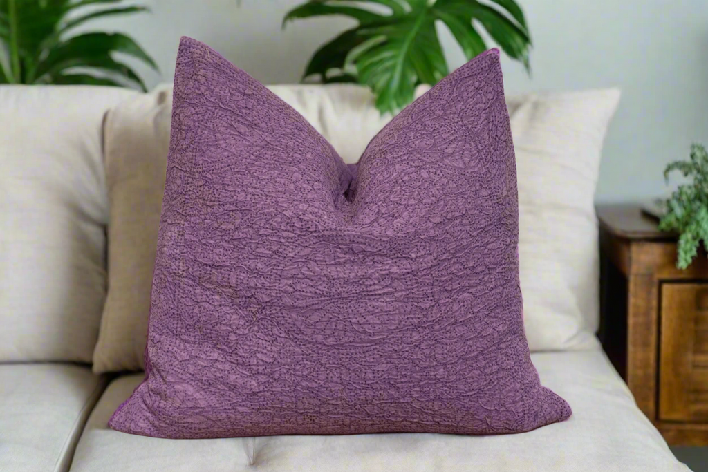 Purple Rain Hand-Stitched Pillow Cover