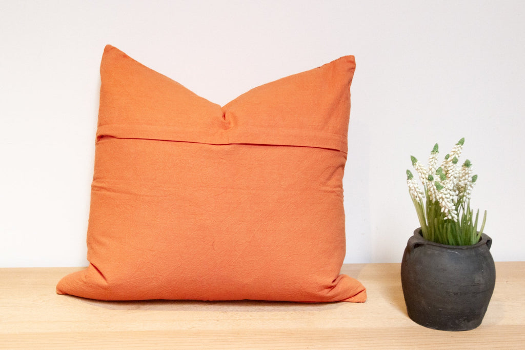 Carrot Orange Hand-Stitched Pillow Cover