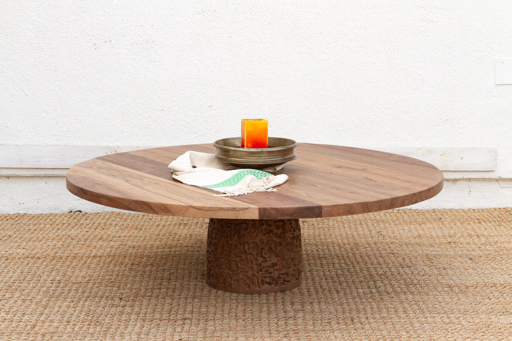 48" DM Round Sculptural Teak Coffee Table (Trade)