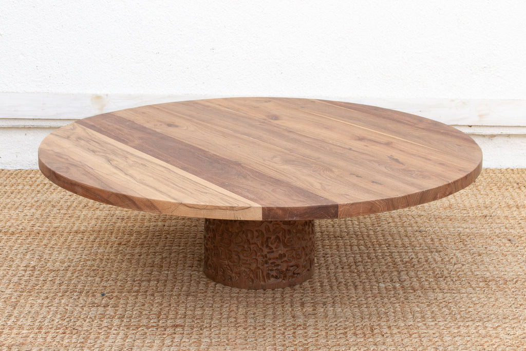 48" DM Round Sculptural Teak Coffee Table (Trade)
