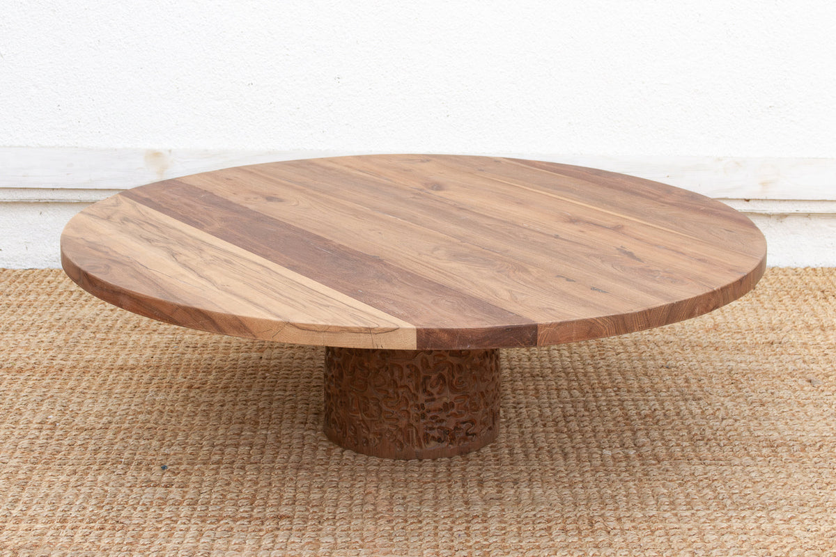 48" DM Round Sculptural Teak Coffee Table (Trade)