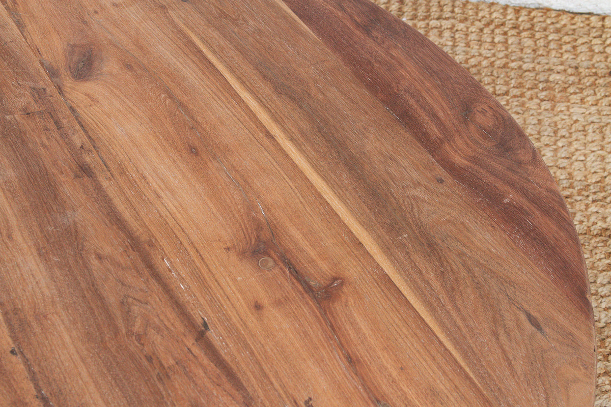 48" DM Round Sculptural Teak Coffee Table (Trade)