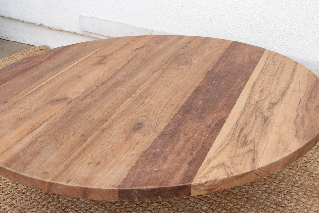 48" DM Round Sculptural Teak Coffee Table (Trade)