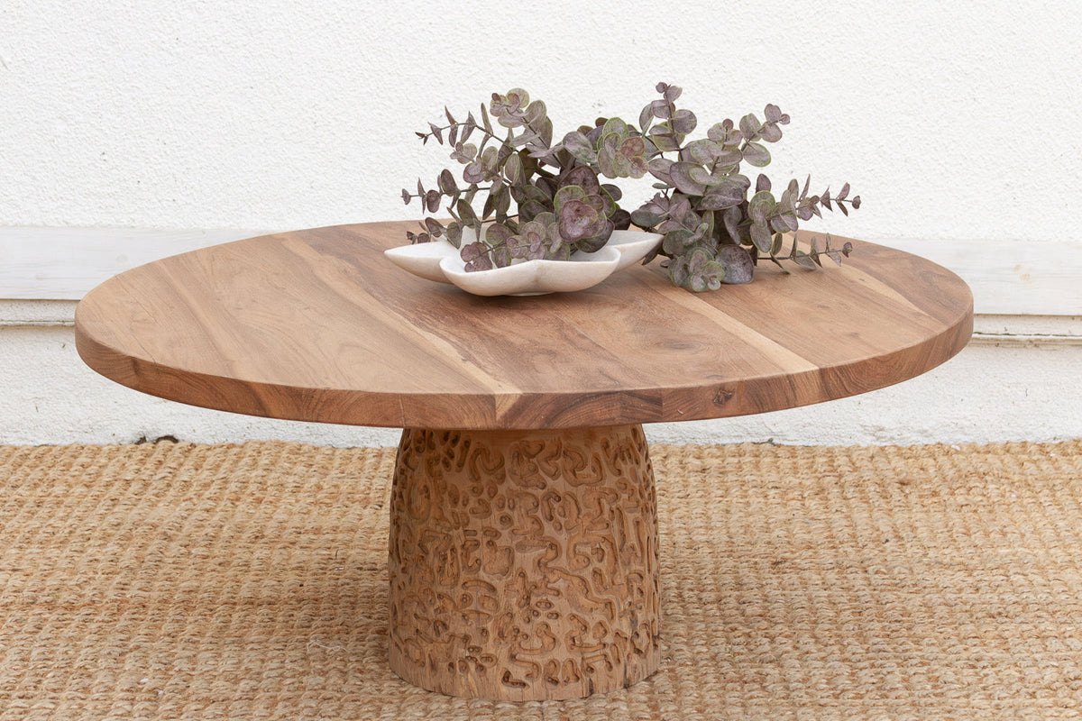 Reclaimed Teak Organic Modern Round Coffee Table