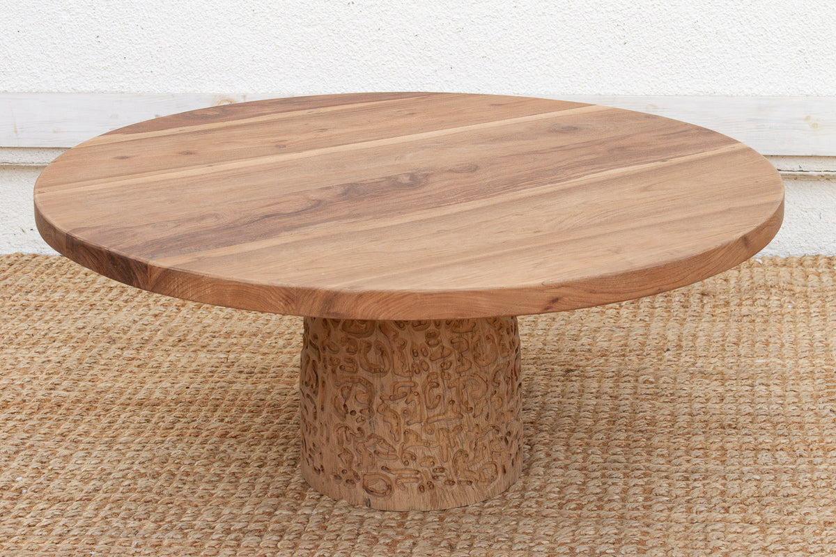 Reclaimed Teak Organic Modern Round Coffee Table