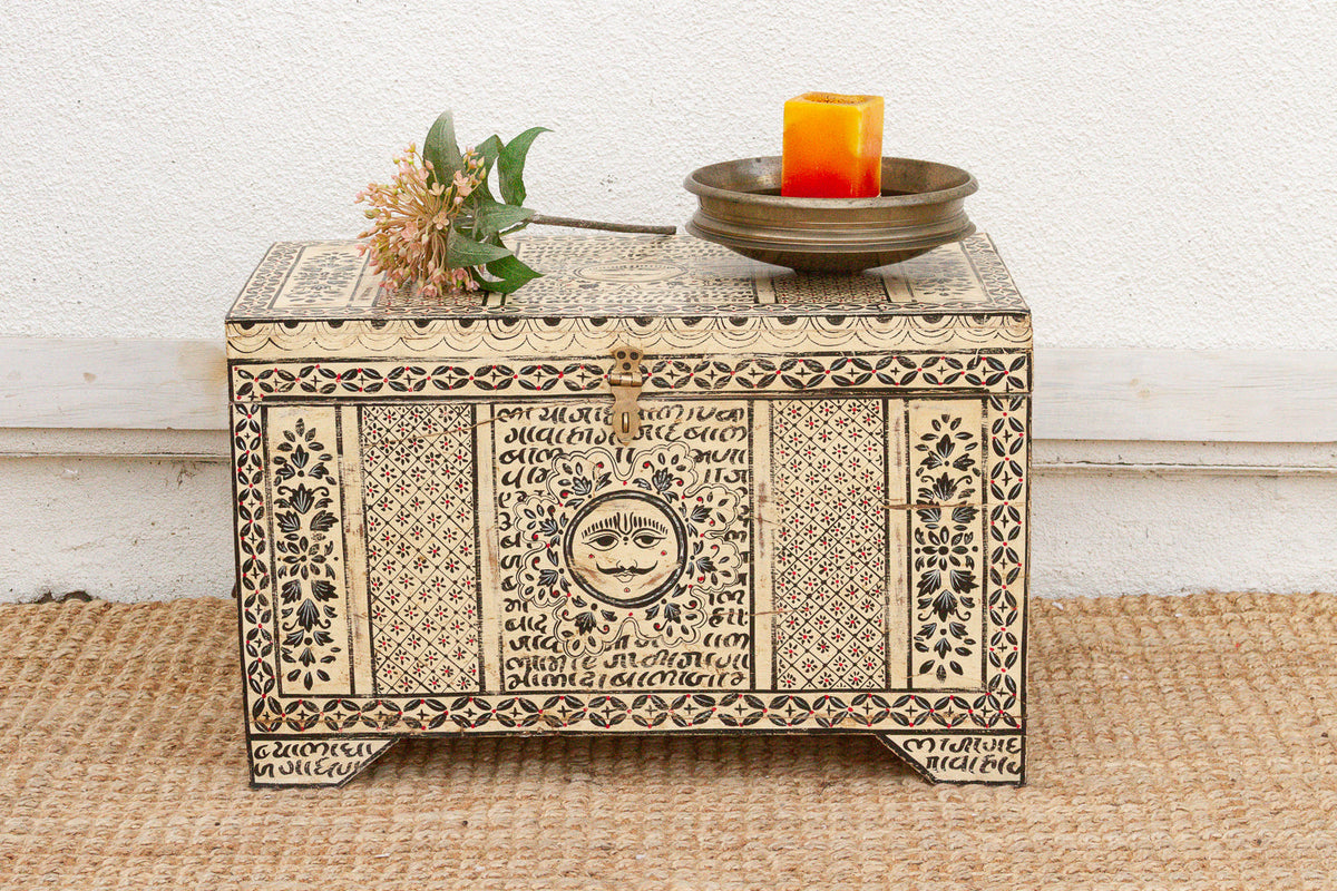 Vintage "Surya" Sun-face Painted Chest