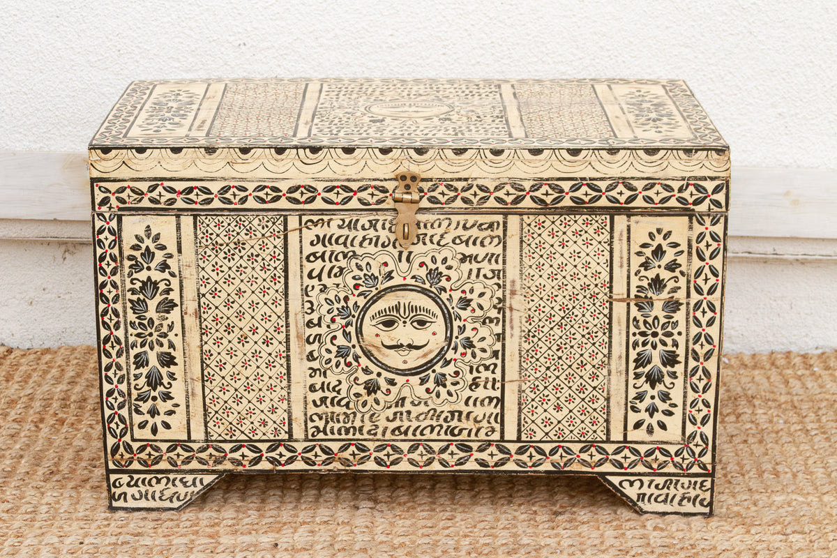 Vintage "Surya" Sun-face Painted Chest