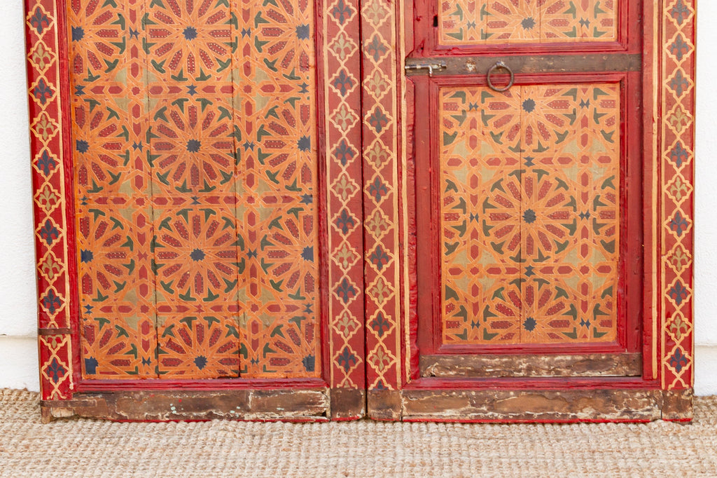 Imposing Pair of Antique Marrakech Moroccan Painted Doors