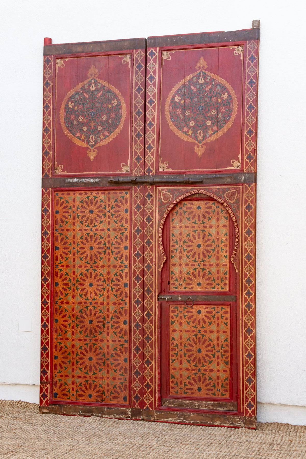 Imposing Pair of Antique Marrakech Moroccan Painted Doors