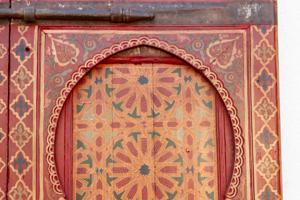 Imposing Pair of Antique Marrakech Moroccan Painted Doors