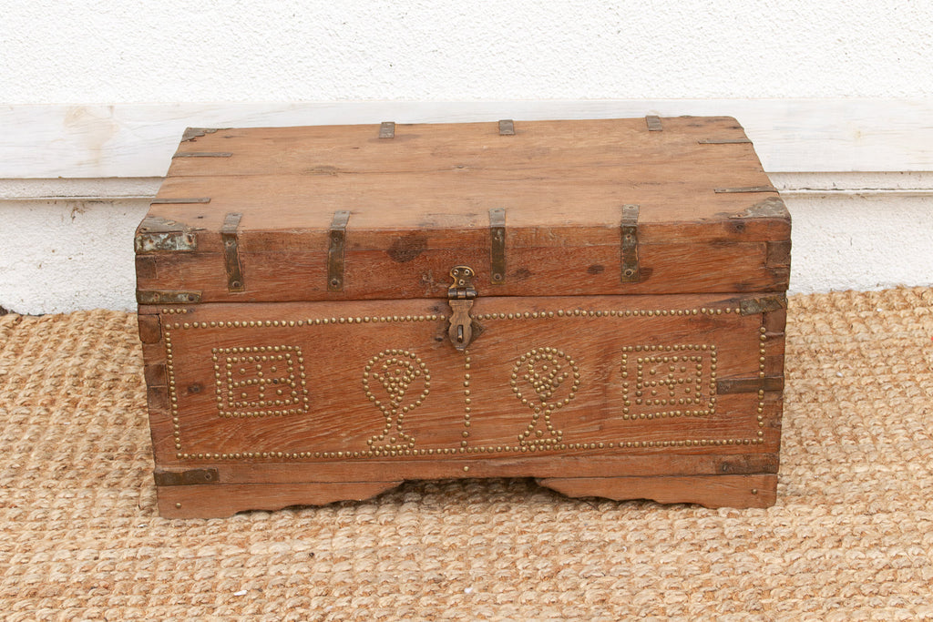 Antique Zanzibar Brass Bound Teak Chest (Trade)