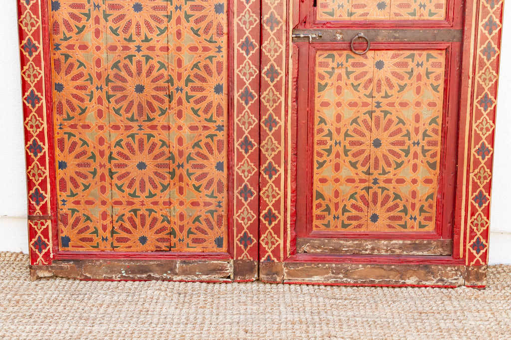Imposing Pair of Antique Marrakech Moroccan Painted Doors
