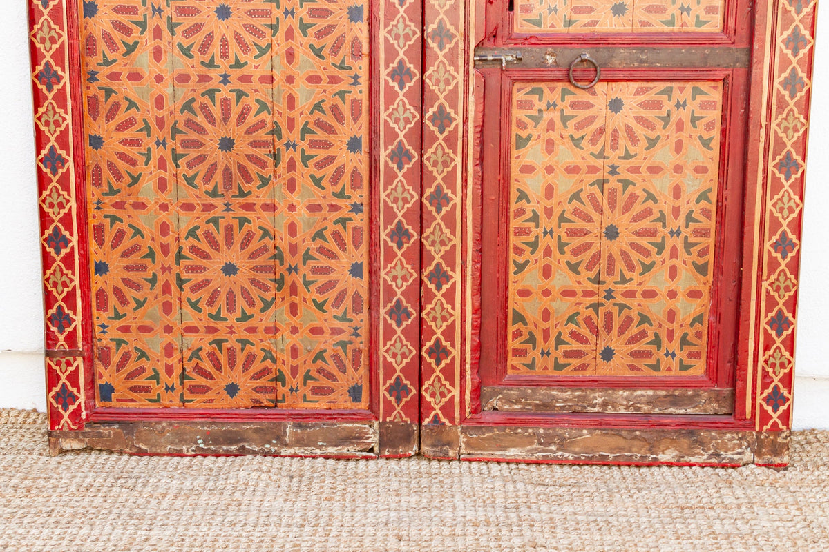 Imposing Pair of Antique Marrakech Moroccan Painted Doors