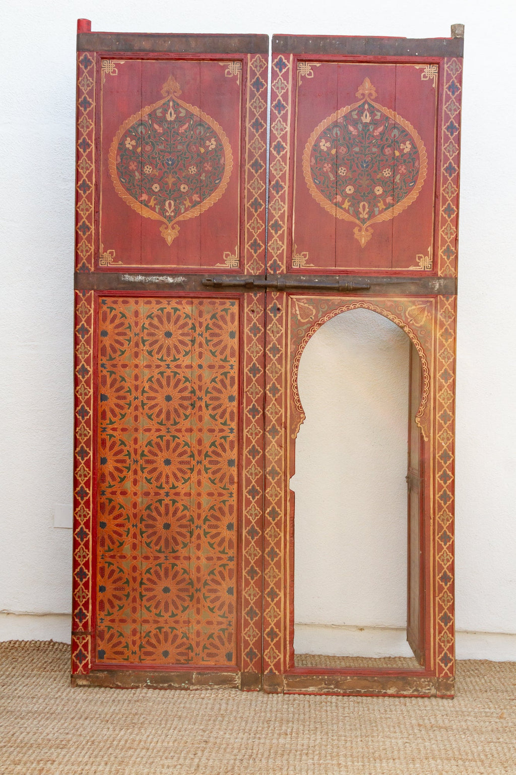 Imposing Pair of Antique Marrakech Moroccan Painted Doors