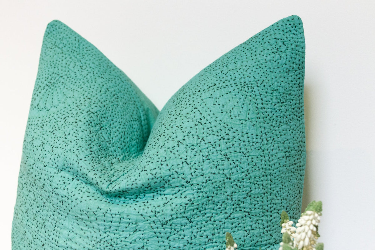 Jade Hand-Stitched Pillow Cover