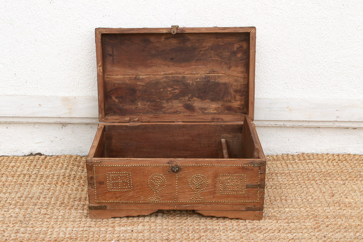 Antique Zanzibar Brass Bound Teak Chest (Trade)