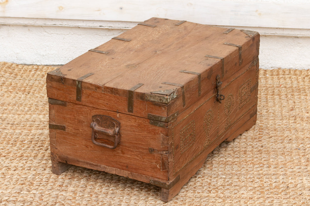 Antique Zanzibar Brass Bound Teak Chest