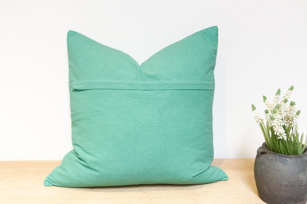 Aqua Hand-Stitched Pillow Cover