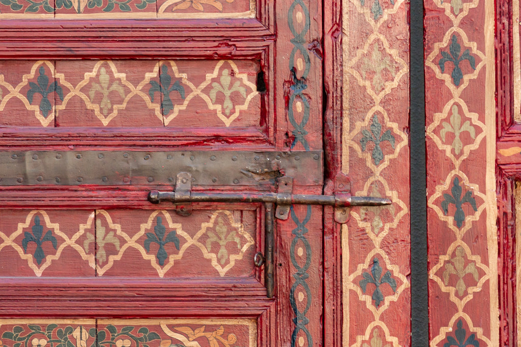 Imposing Pair of Antique Marrakech Moroccan Painted Doors
