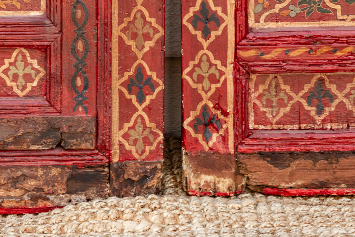 Imposing Pair of Antique Marrakech Moroccan Painted Doors