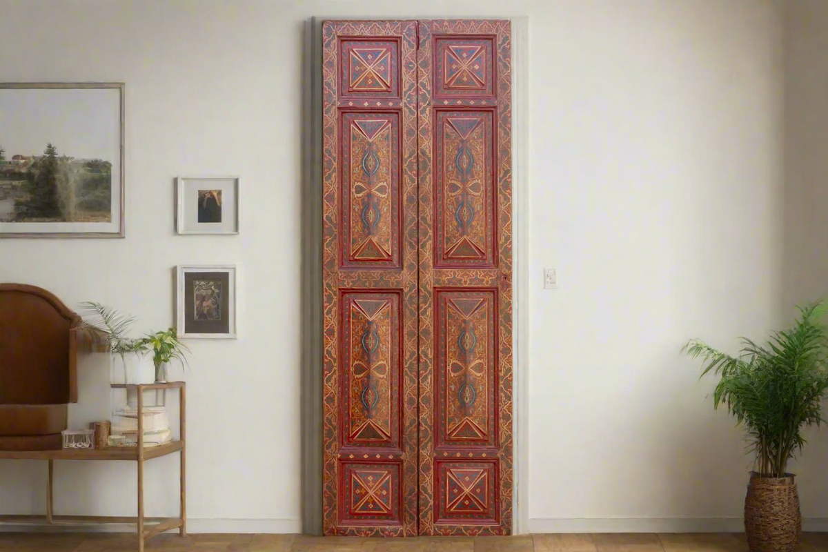 Pair of Handpainted Tall & Slim Moroccan Doors