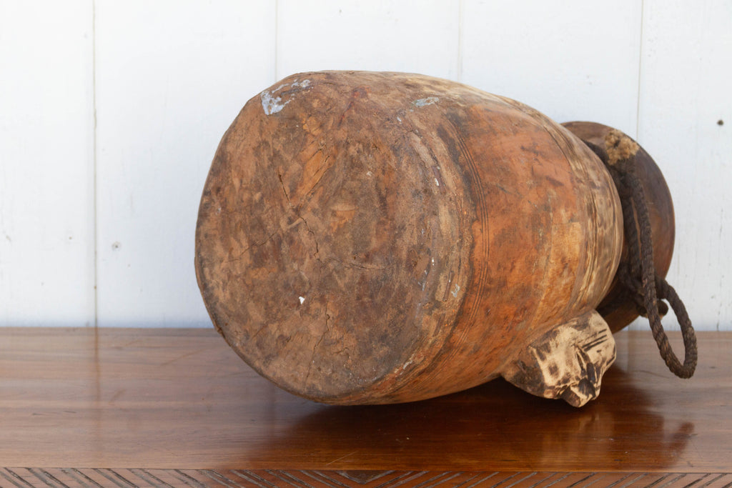 Oversize Wood Tribal Vintage Pot