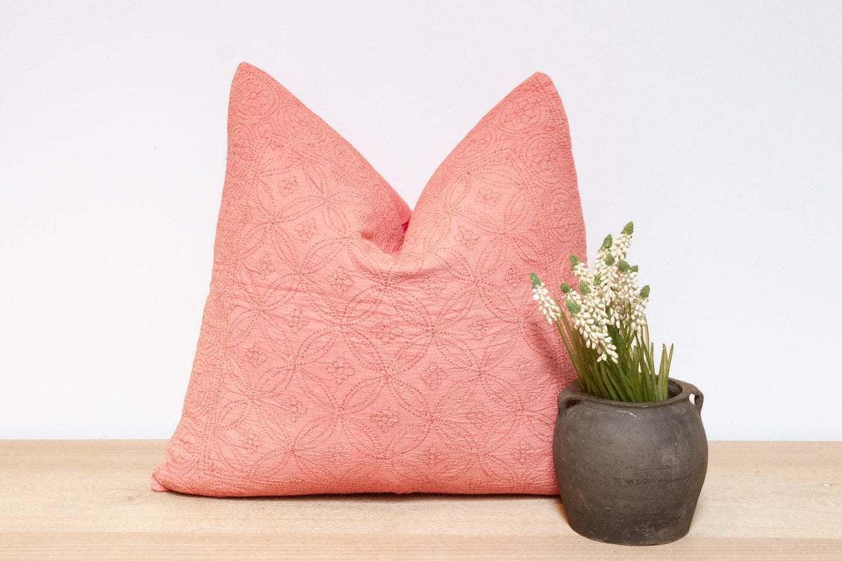 Rose Quartz Hand-Stitched Pillow Cover